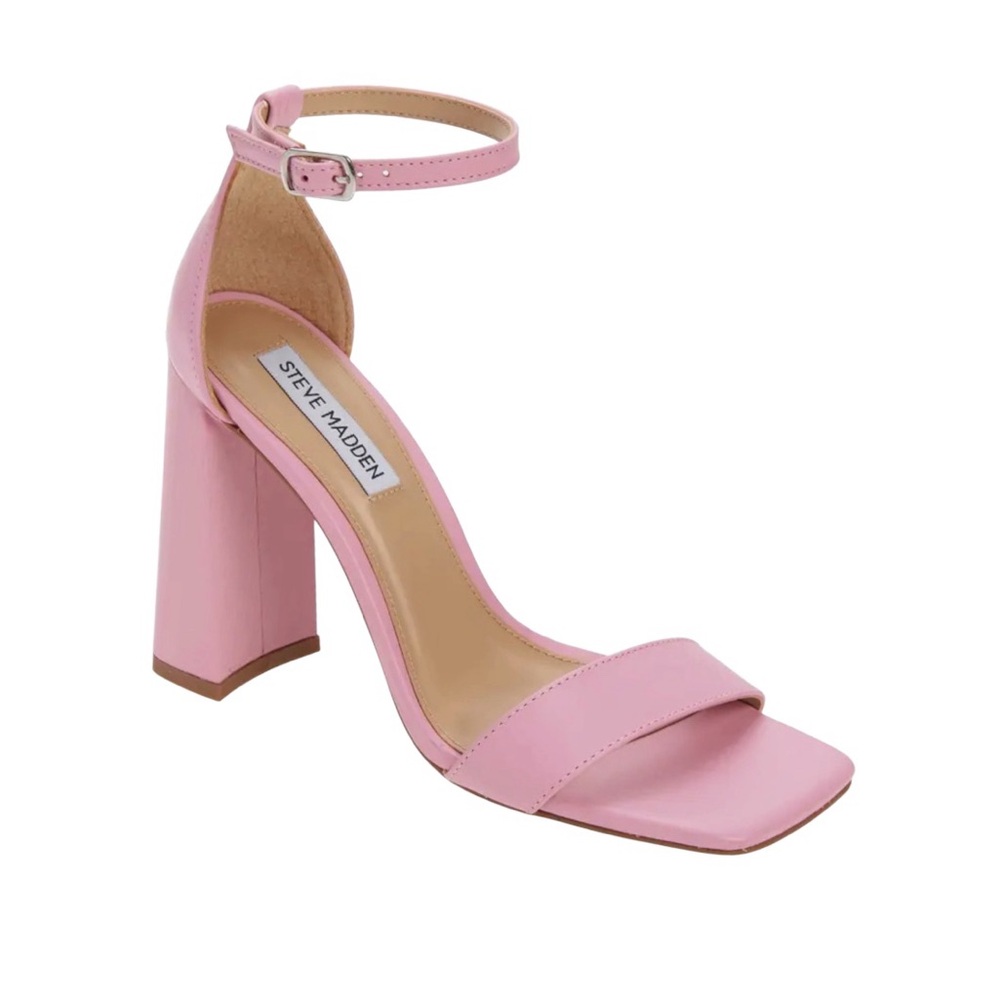 Steve Madden Tiaa Heeled Pastel Pink Block Heel Ankle-Strap Sandal